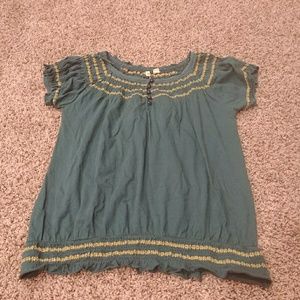 Anthropologie Little Yellow Button short sleeve